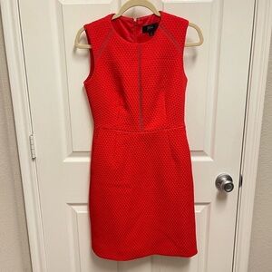 J Crew Orange/Red Jacquard Sleeveless Pencil Dress. Sz 4